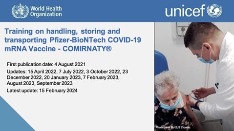 Training on handling, storing and transporting Pfizer-BioNTech COVID-19 mRNA Vaccine COMIRNATY® (Tozinameran)